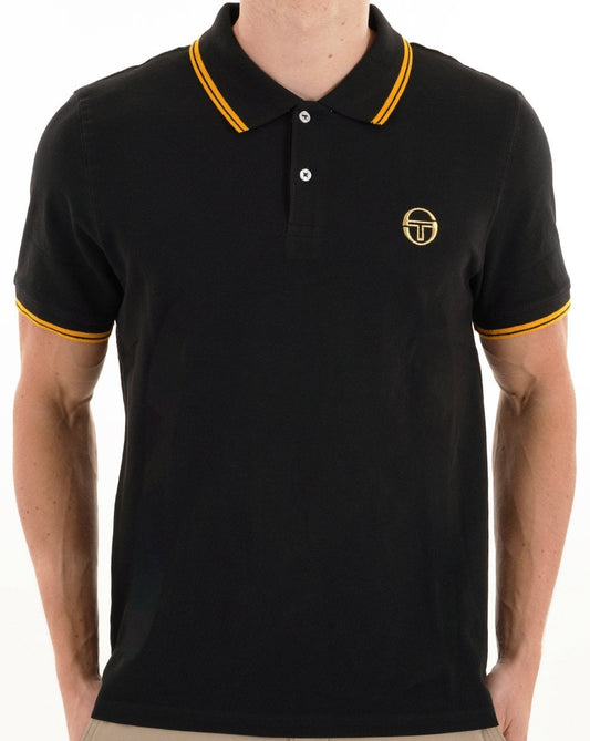 Sergio Tacchini Tipped Polo Shirt Black Gold