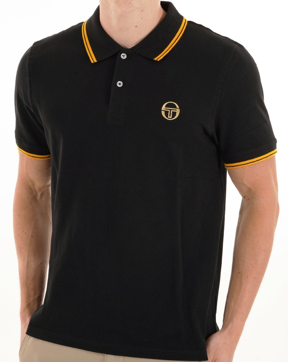 Sergio Tacchini Tipped Polo Shirt Black Gold