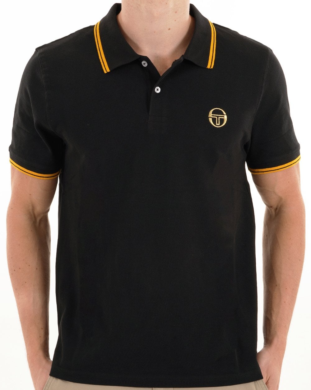 Sergio Tacchini Tipped Polo Shirt Black Gold