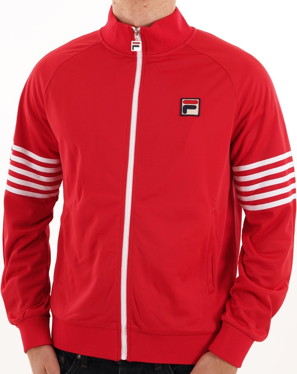 Fila Vintage 5 Stripe Track Top Red/White