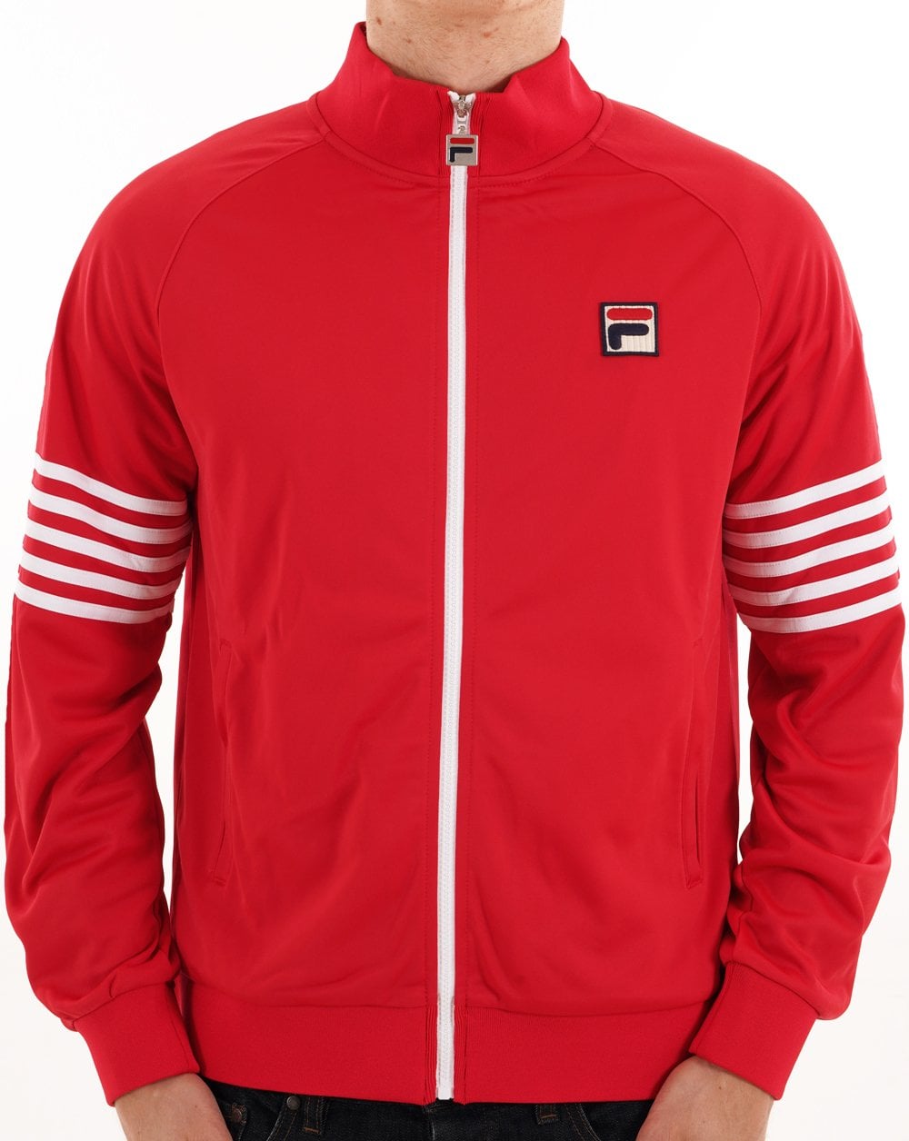 Fila Vintage 5 Stripe Track Top Red/White
