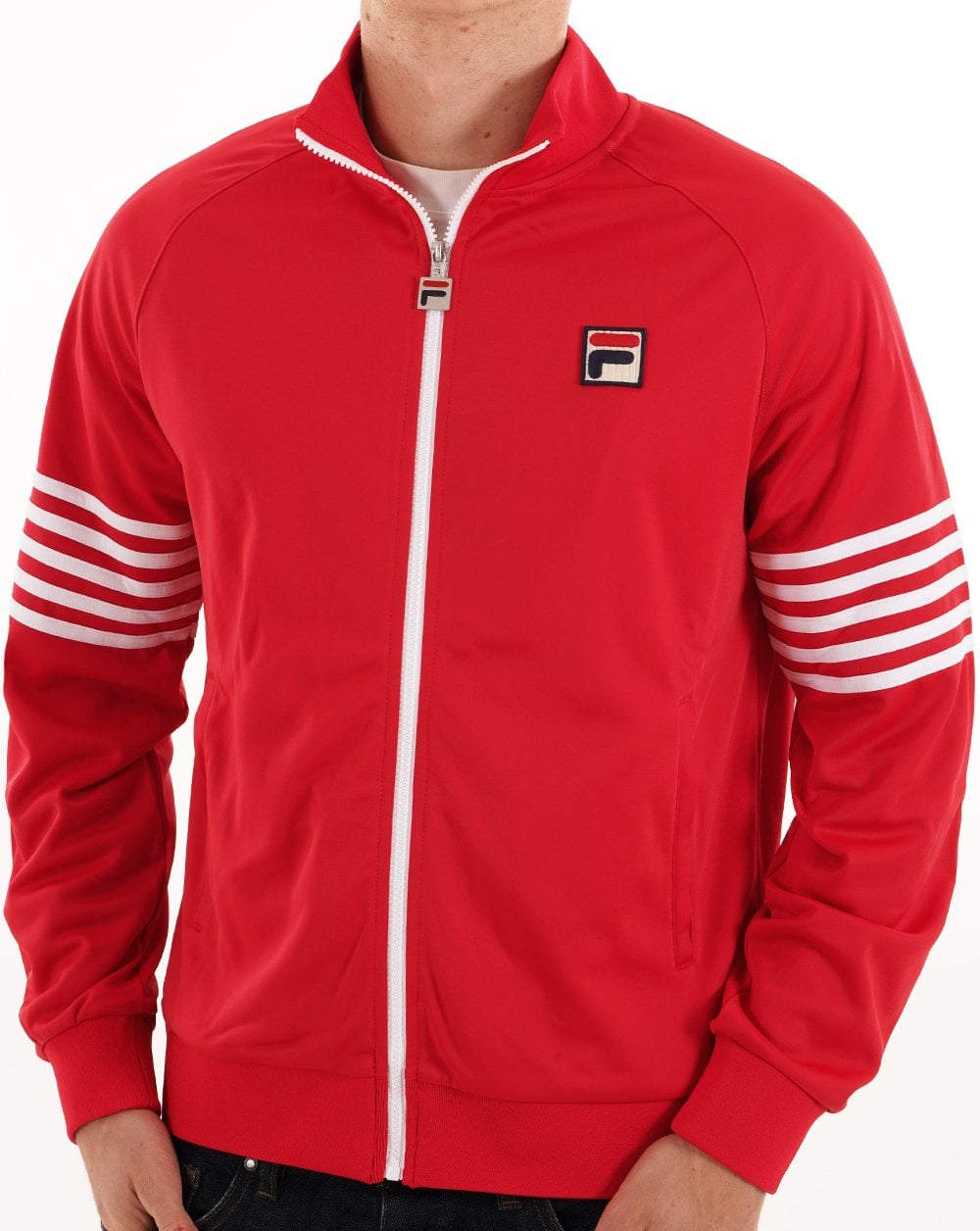 Fila Vintage 5 Stripe Track Top Red/White