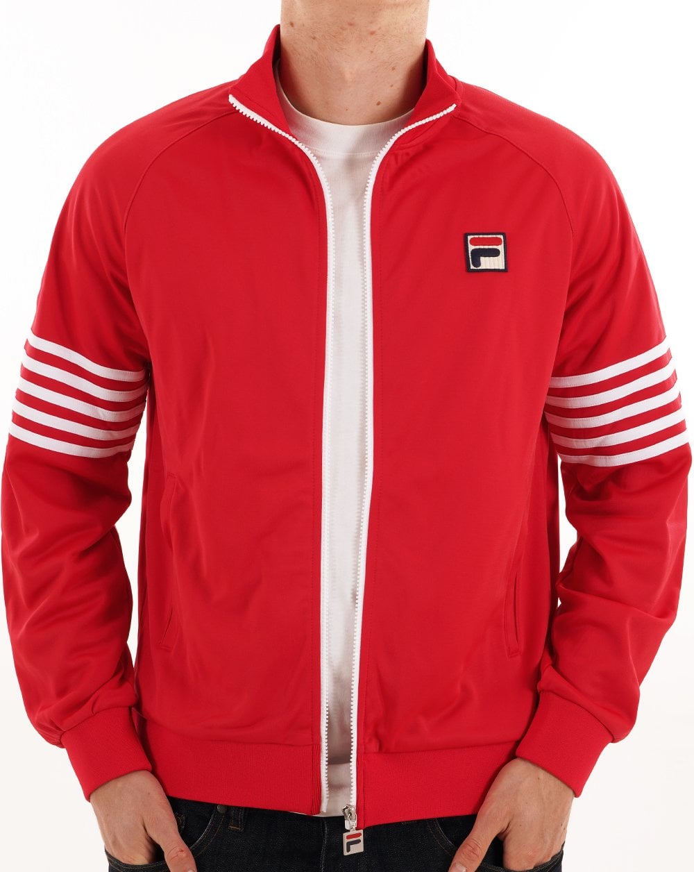 Fila Vintage 5 Stripe Track Top Red/White