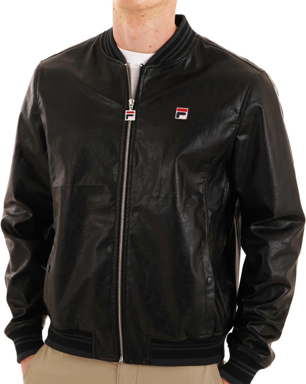 Fila Vintage Settanta Leather Look Jacket Black