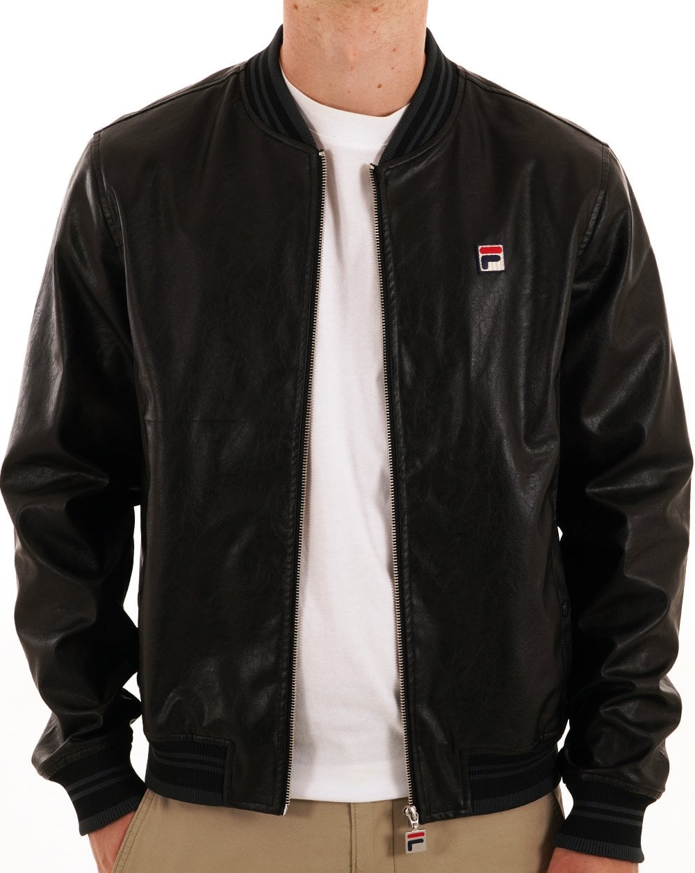 Fila Vintage Settanta Leather Look Jacket Black
