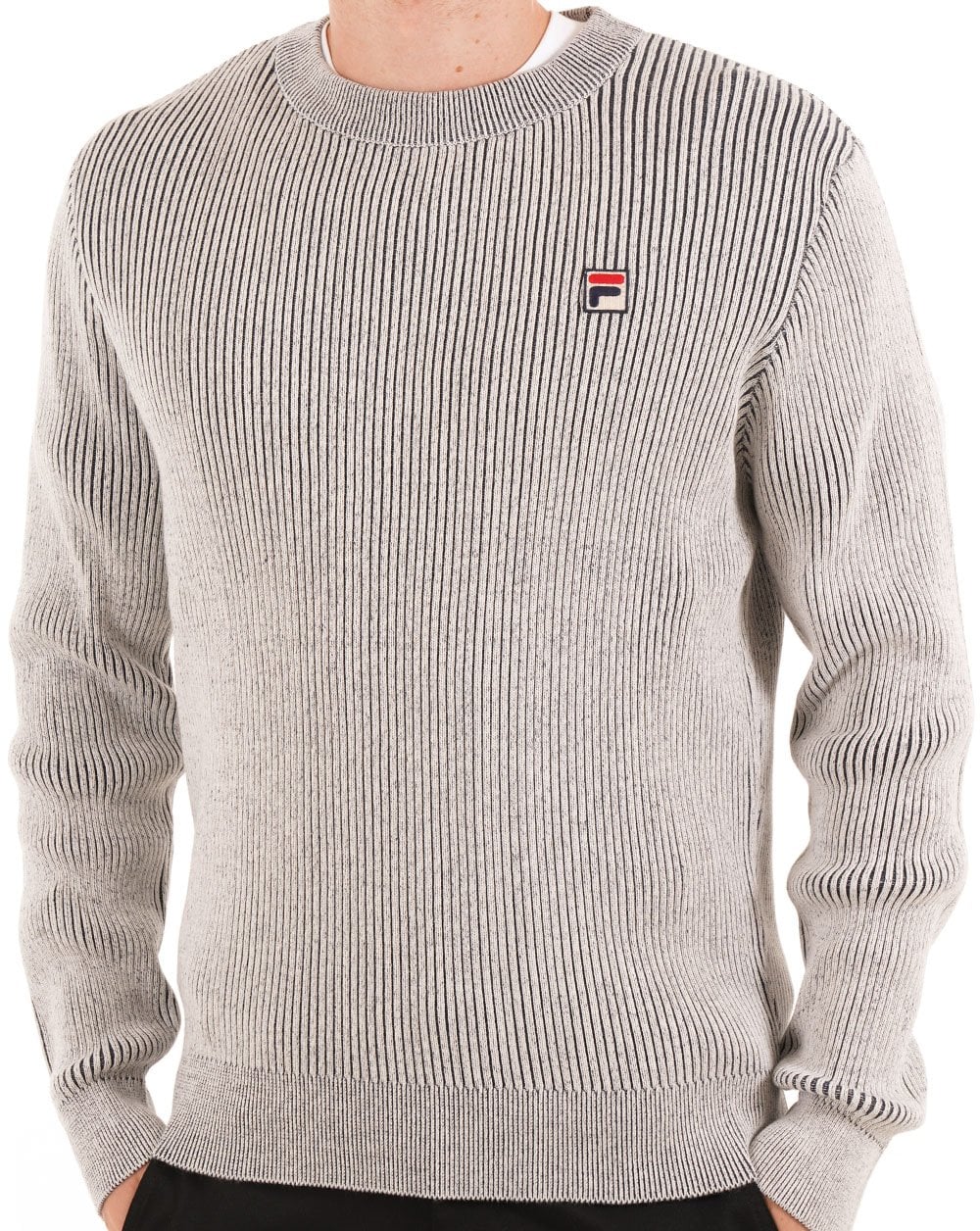 Fila Vintage Lenticular Rib Crew Knit Gardenia Navy