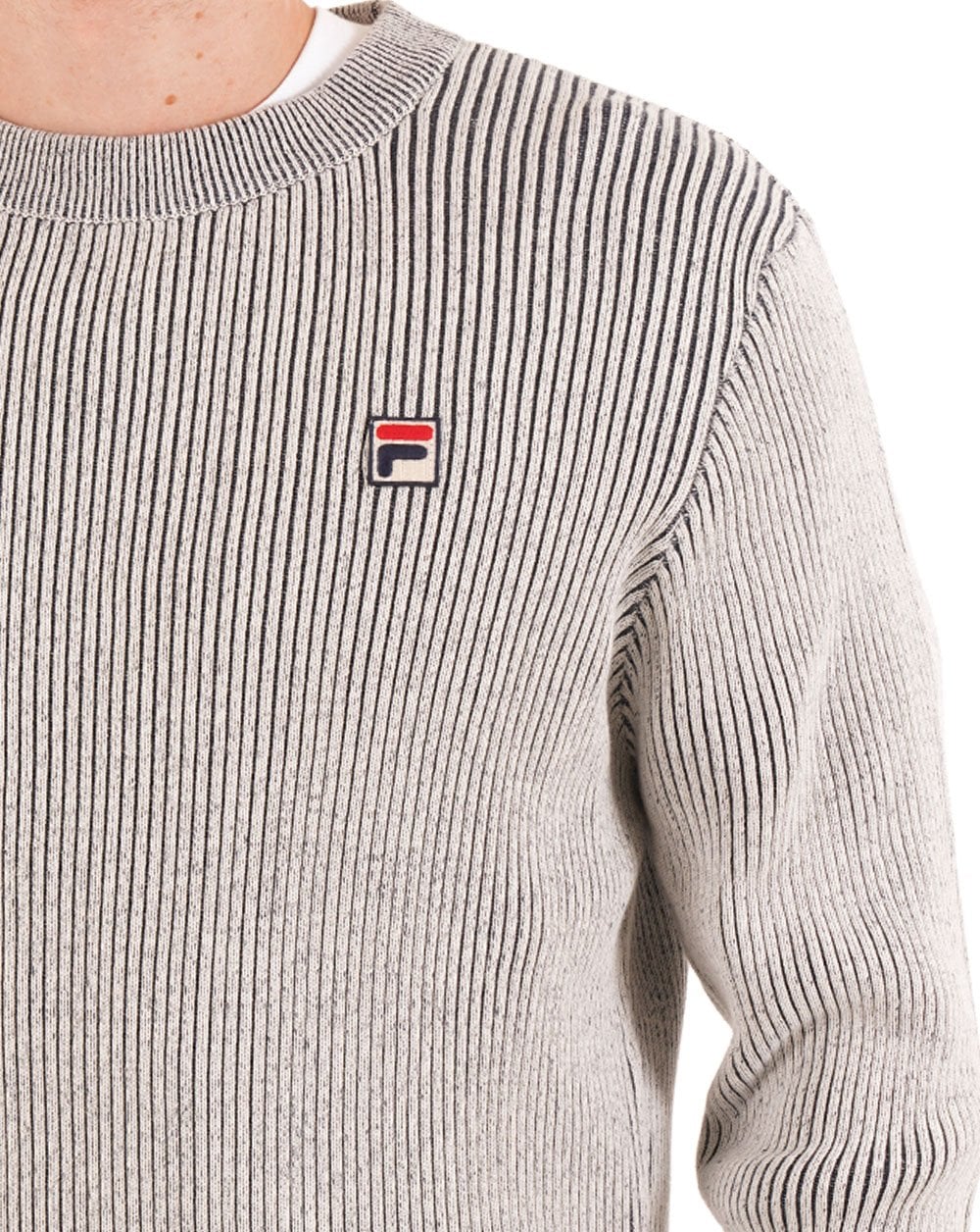 Fila Vintage Lenticular Rib Crew Knit Gardenia Navy
