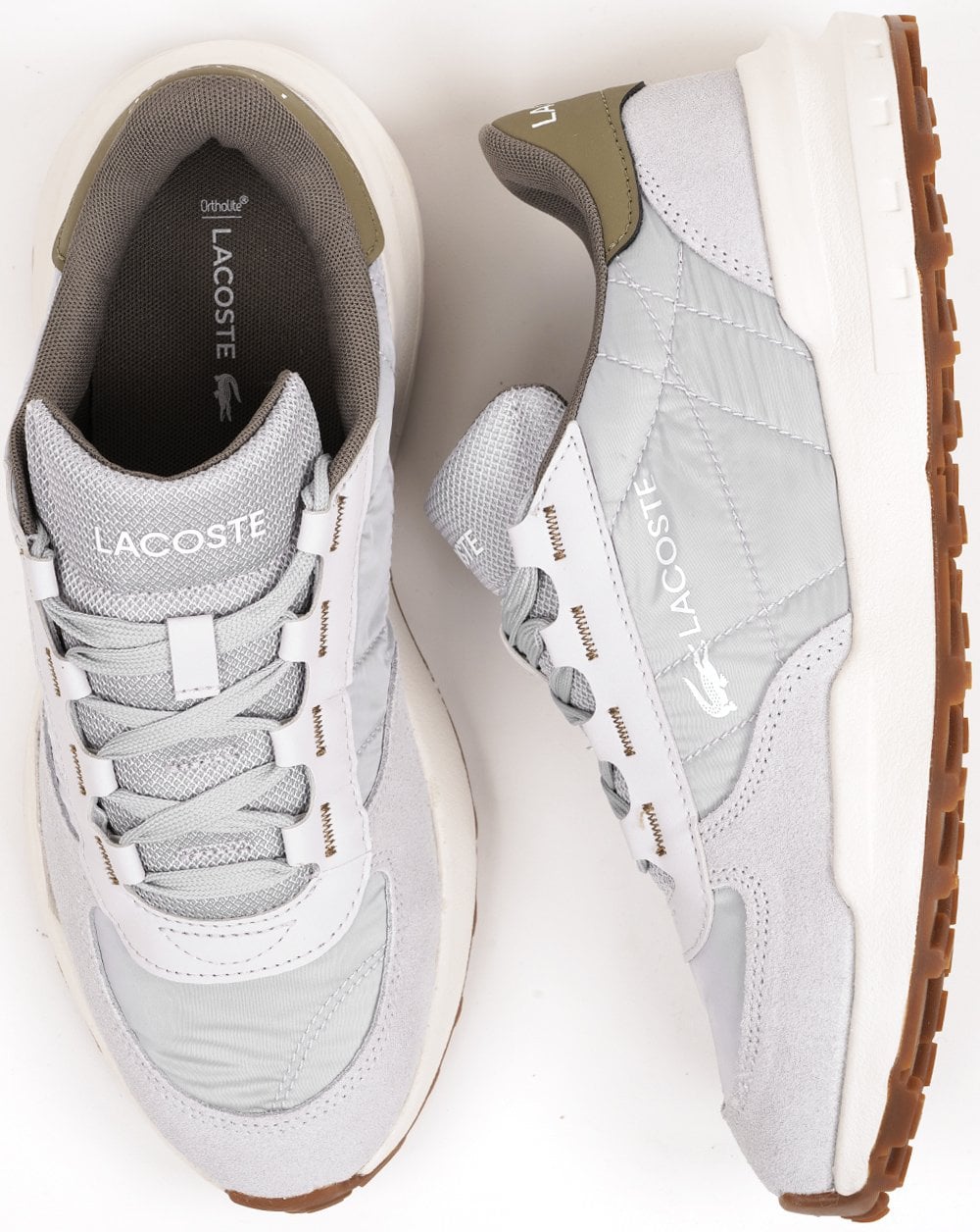 Lacoste Elite Active Evo Trainers Light Grey/Khaki