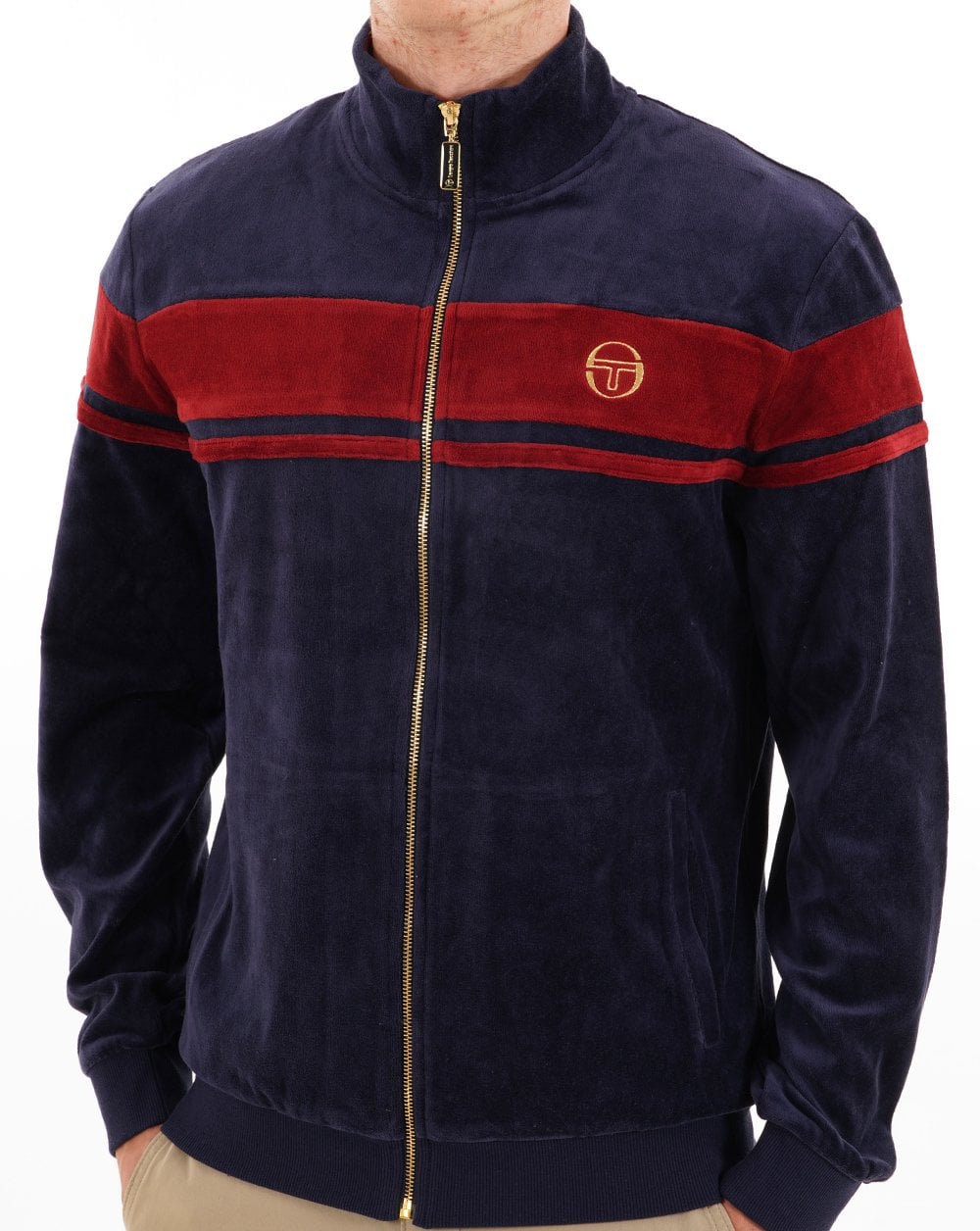 Sergio Tacchini Masters Velour Track Top Navy / Merlot
