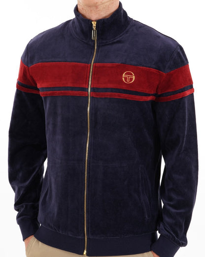 Sergio Tacchini Masters Velour Track Top Navy / Merlot