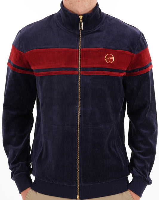 Sergio Tacchini Masters Velour Track Top Navy / Merlot