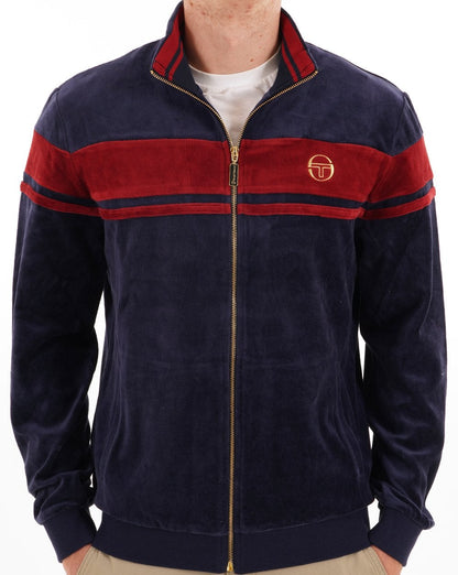 Sergio Tacchini Masters Velour Track Top Navy / Merlot