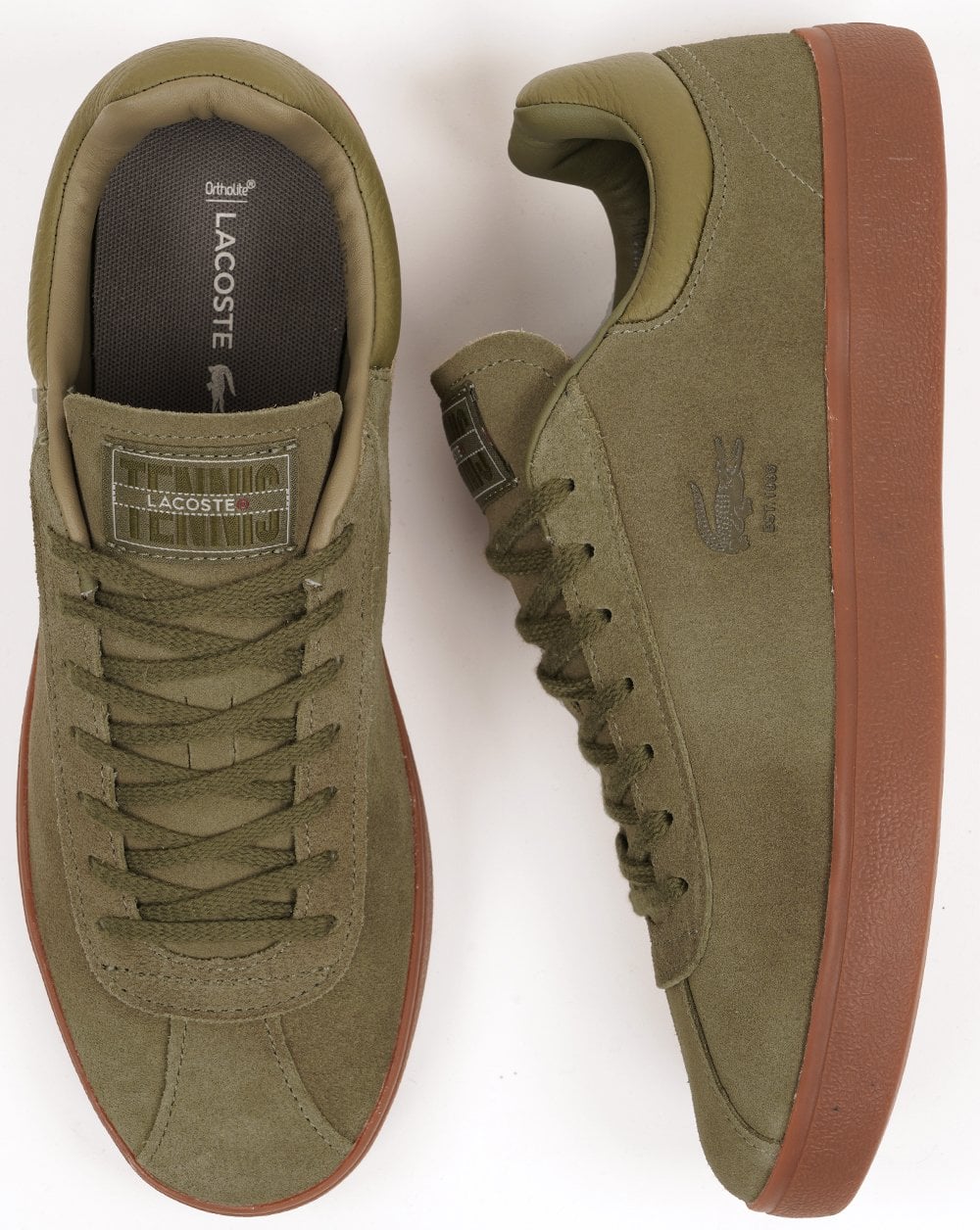 Lacoste Baseshot Trainers Khaki/Gum