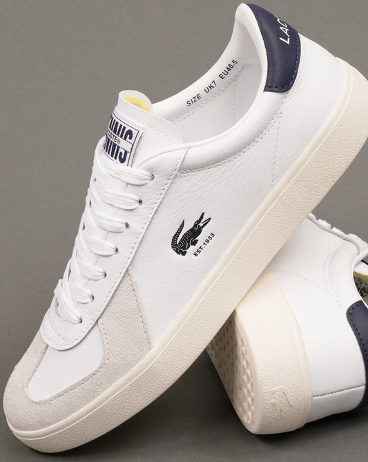 Lacoste Baseshot Pro Leather Trainers White/Navy