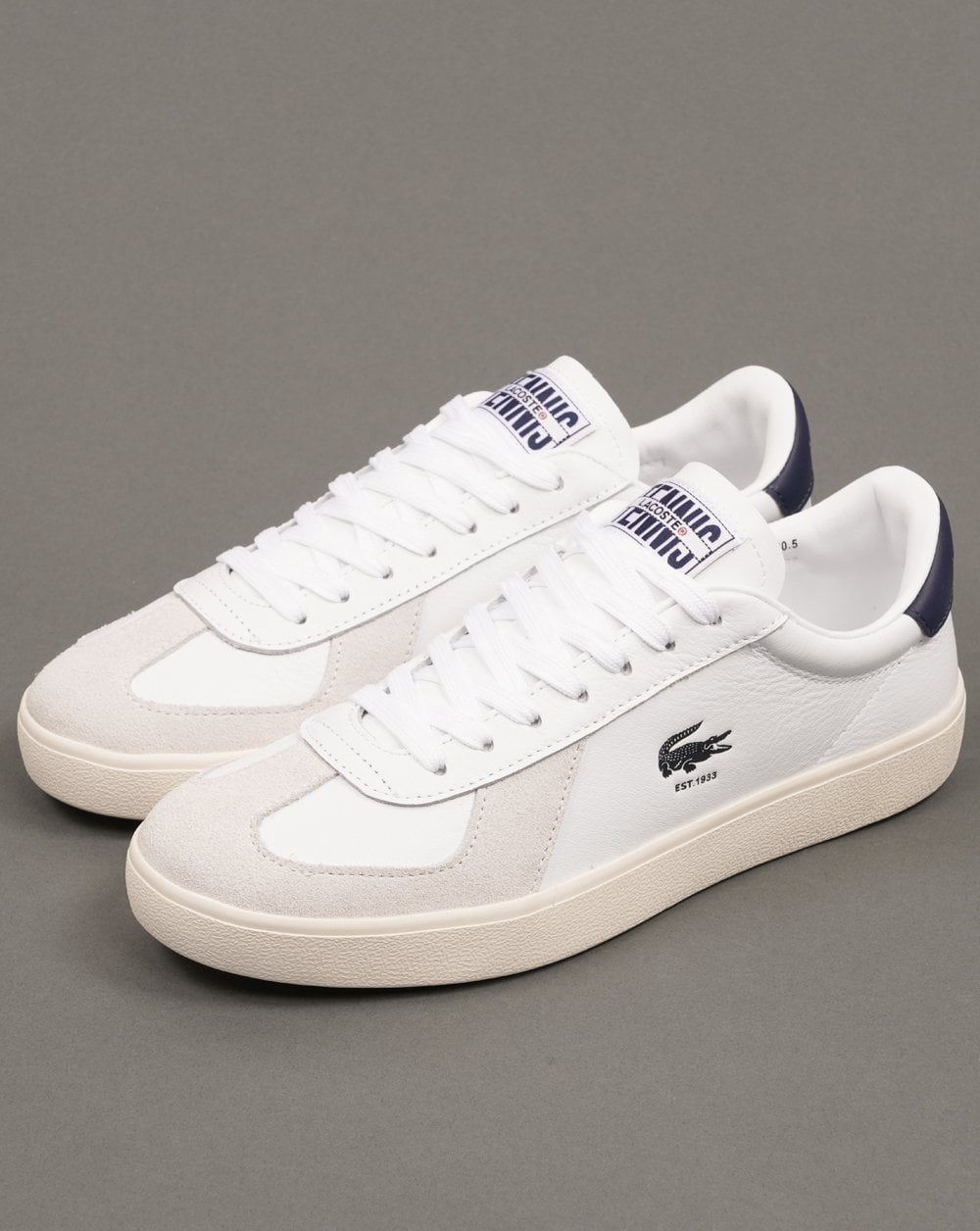 Lacoste Baseshot Pro Leather Trainers White/Navy