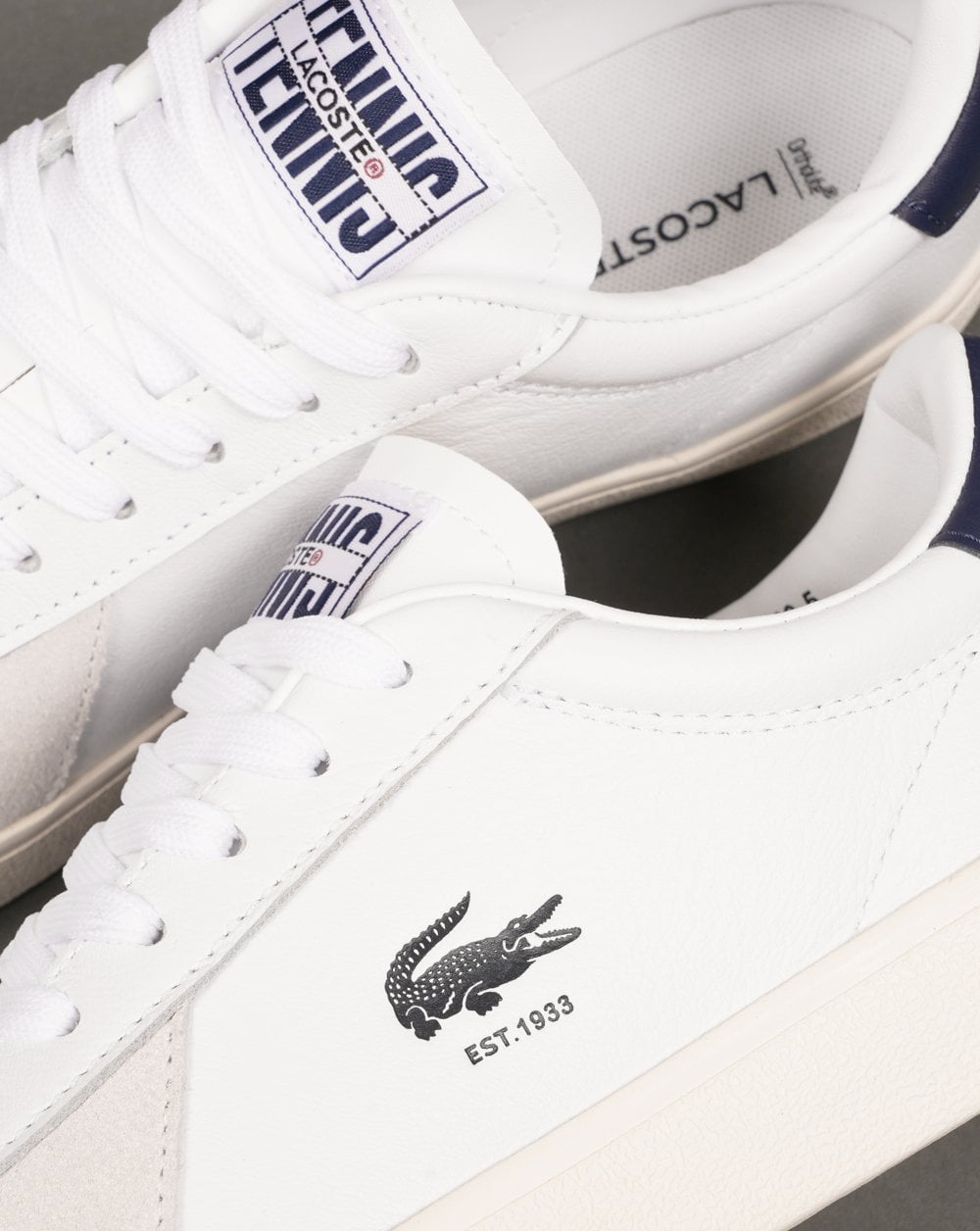 Lacoste Baseshot Pro Leather Trainers White/Navy