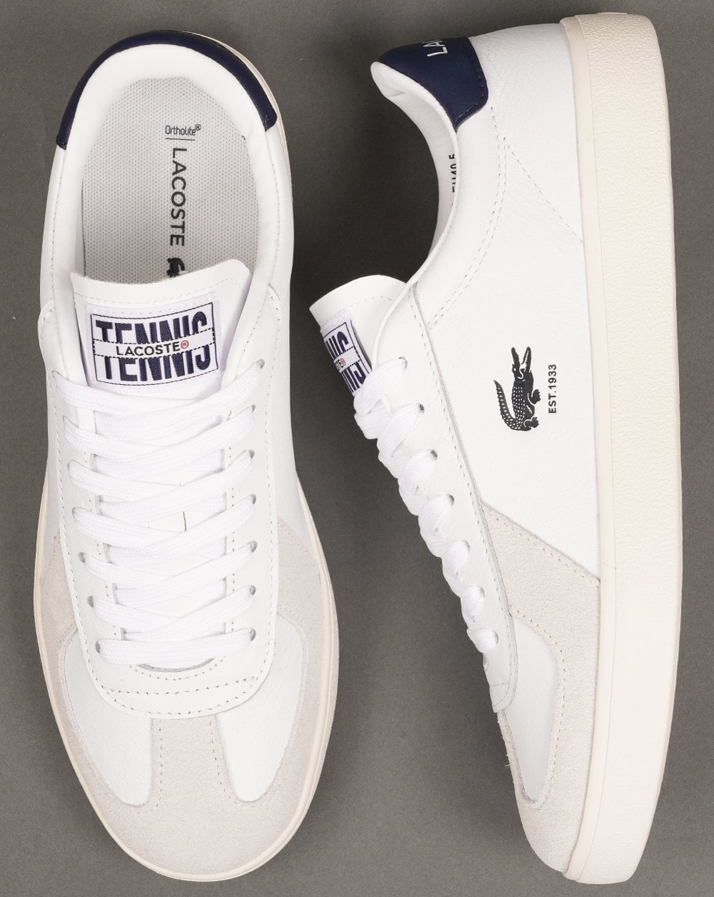 Lacoste Baseshot Pro Leather Trainers White/Navy