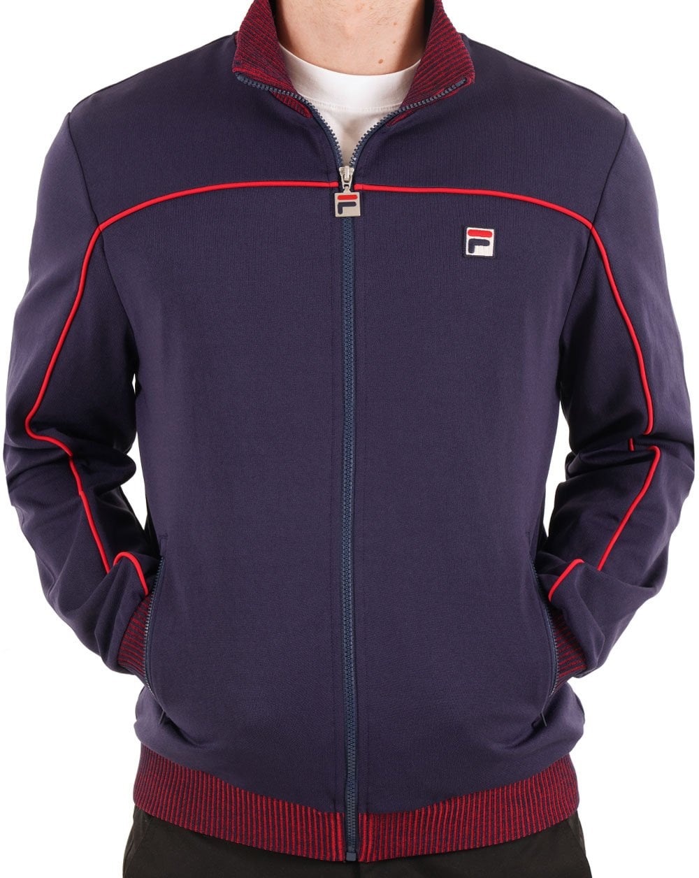 Fila Vintage Contrast Piped Track Top Navy