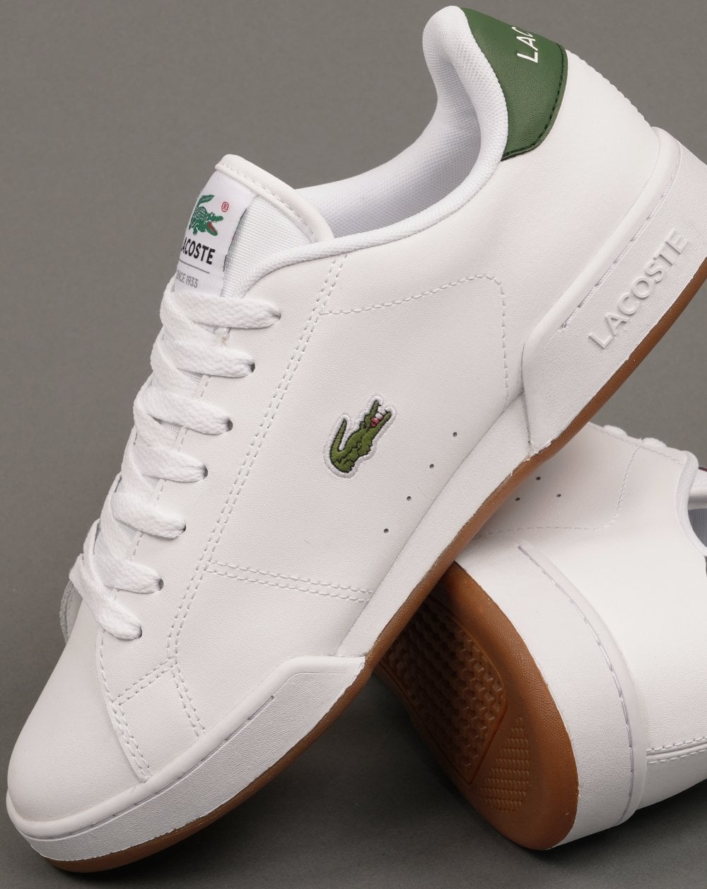 Lacoste Carnaby Cup Leather Trainers White/Dark Green