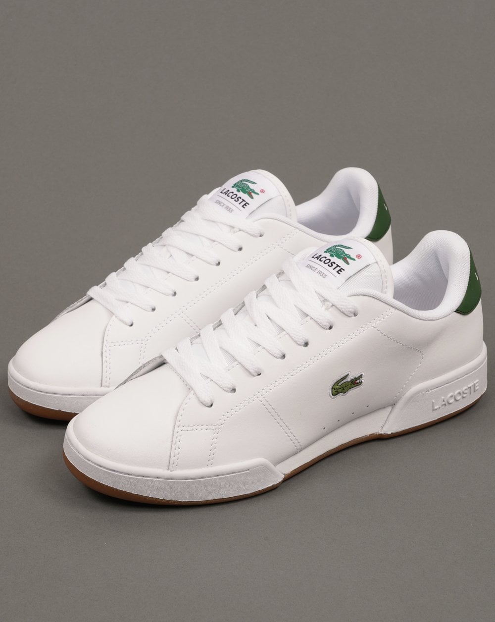 Lacoste Carnaby Cup Leather Trainers White/Dark Green