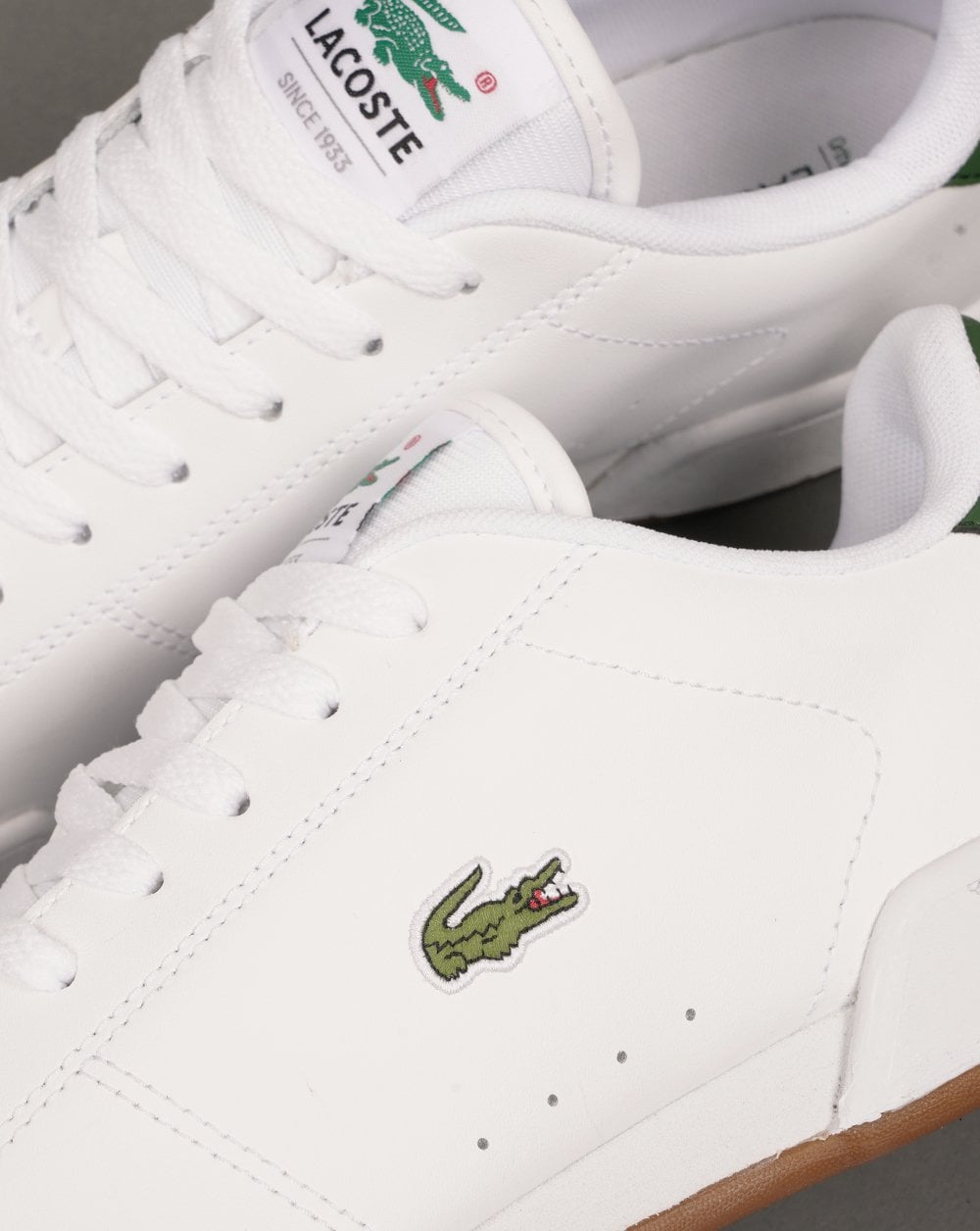 Lacoste Carnaby Cup Leather Trainers White/Dark Green
