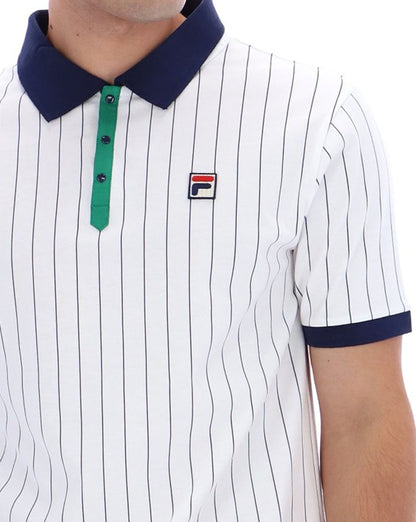 Fila Vintage BB1 Polo Shirt White/Navy/Green