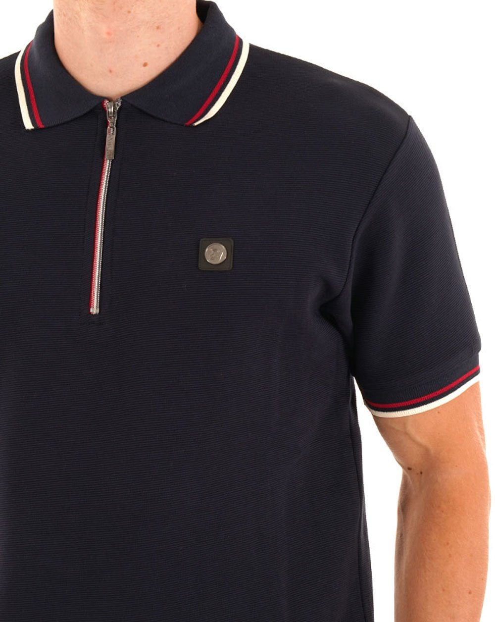 Trojan Ottoman Rib Zip Polo Navy