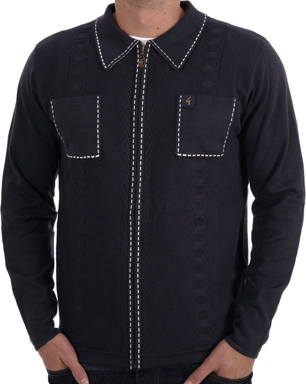 Gabicci Vintage Serge Knit Zip Up Navy