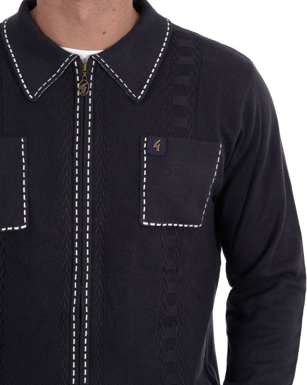 Gabicci Vintage Serge Knit Zip Up Navy