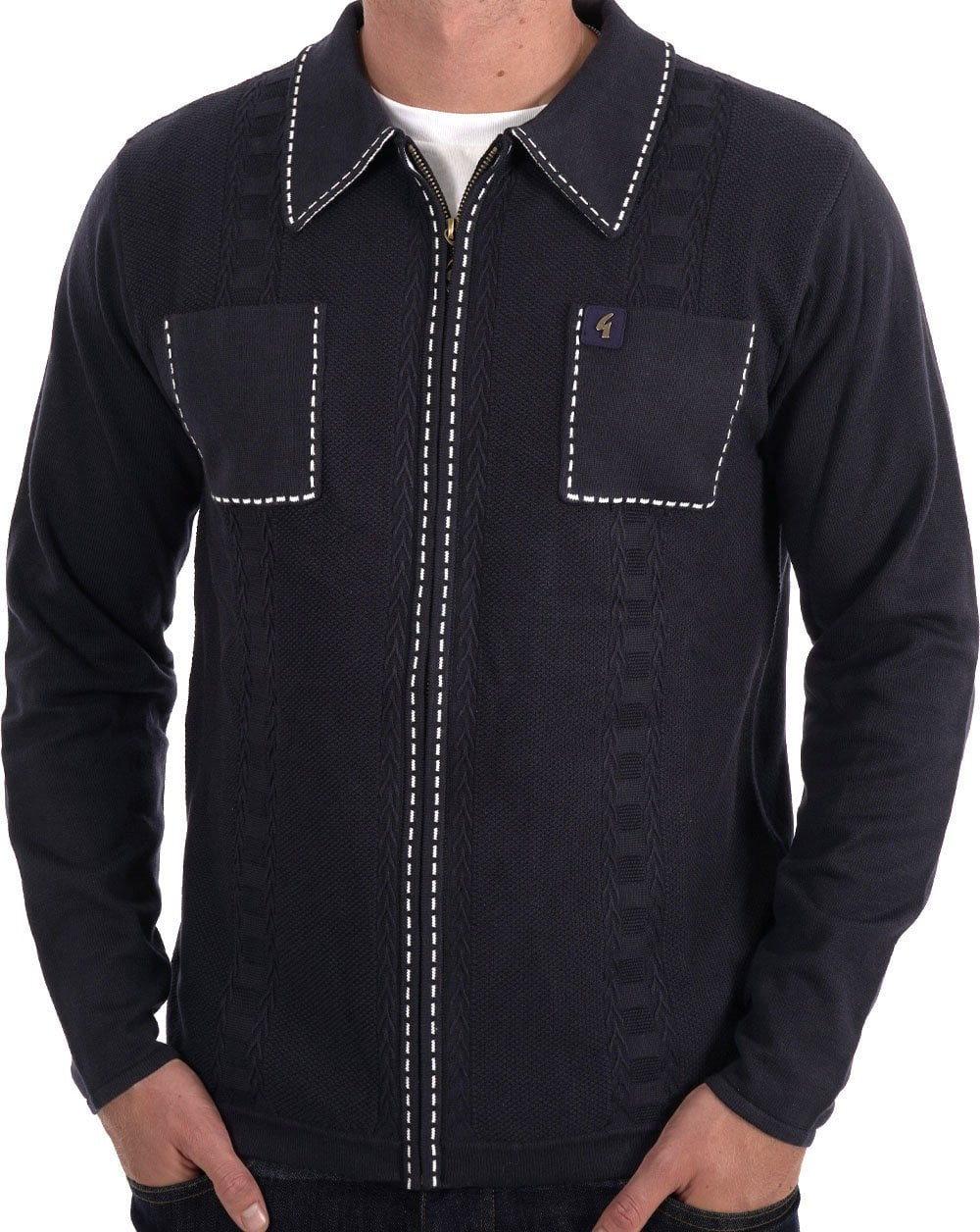 Gabicci Vintage Serge Knit Zip Up Navy