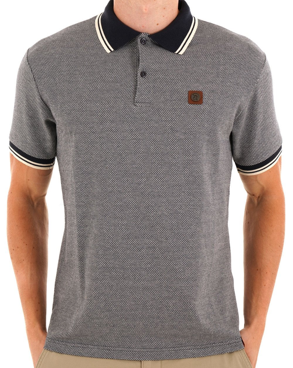 Trojan Jacquard Semi-Plain Polo Navy