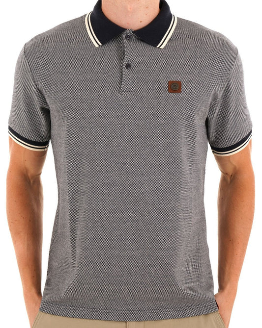 Trojan Jacquard Semi-Plain Polo Navy
