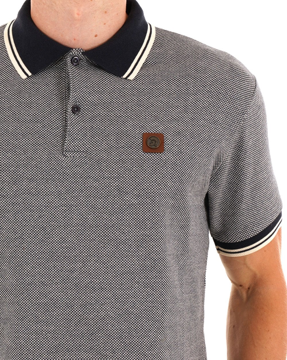 Trojan Jacquard Semi-Plain Polo Navy