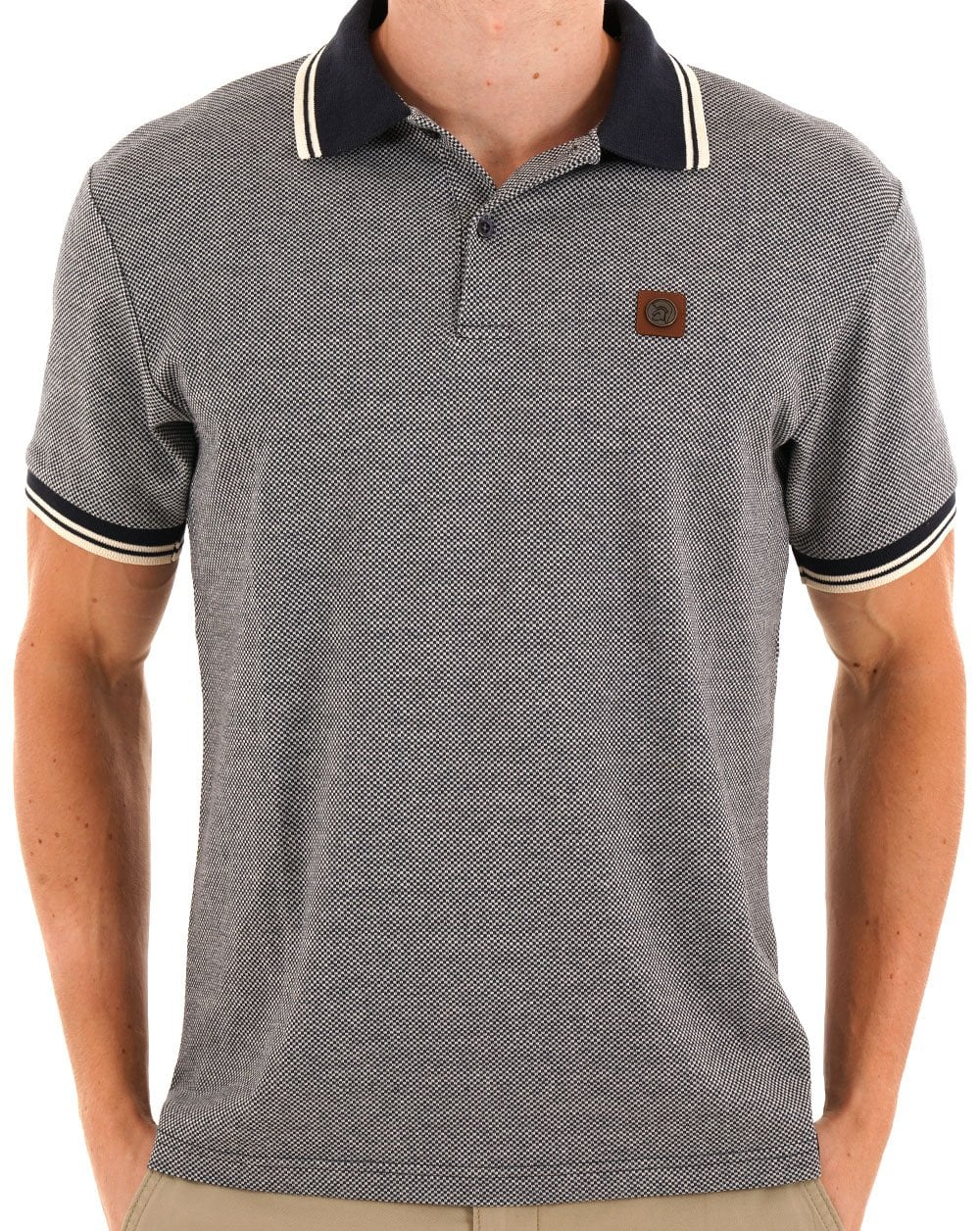 Trojan Jacquard Semi-Plain Polo Navy