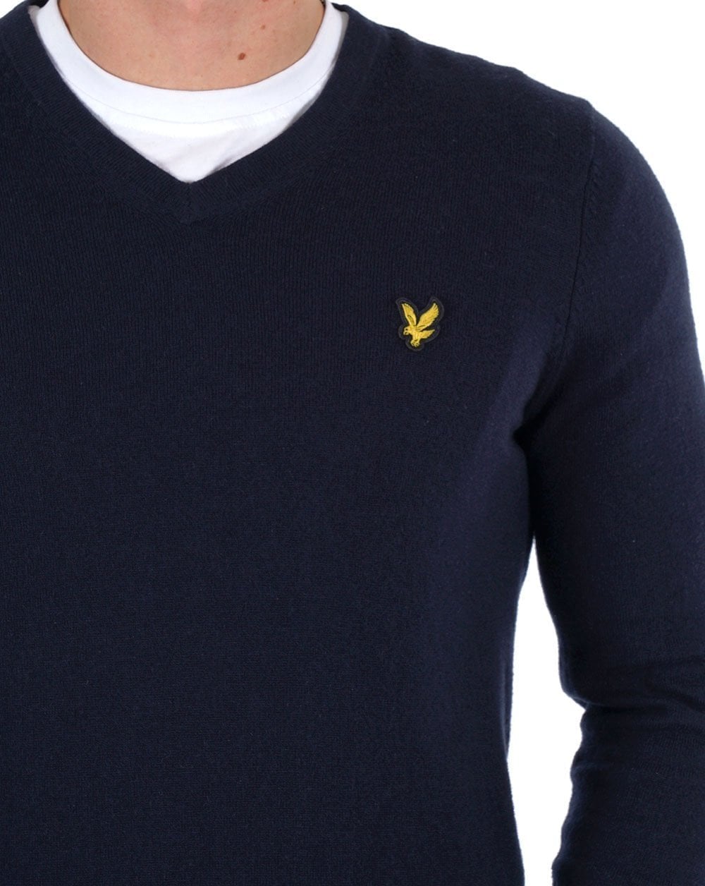 Lyle & Scott Cotton Merino V Neck Jumper Dark Navy