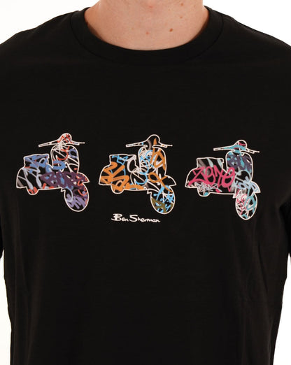 Ben Sherman Scooter Spray T Shirt Black