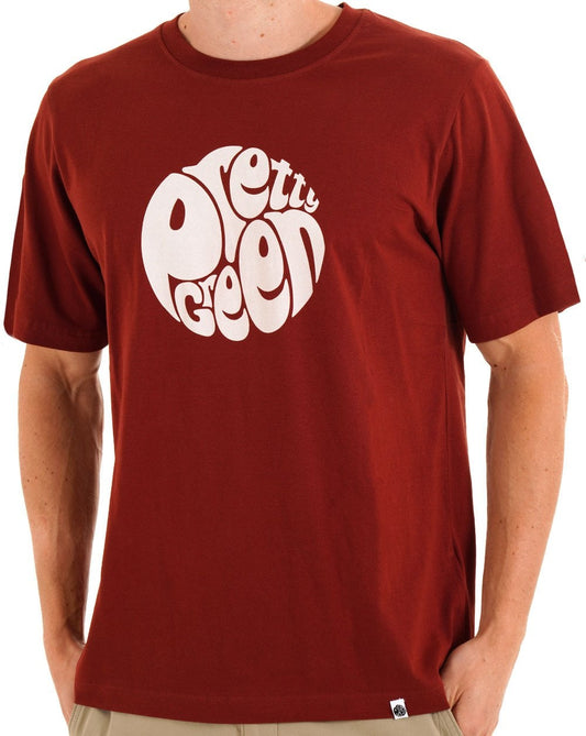 Pretty Green Gillespie Logo T Shirt Dark Burgundy