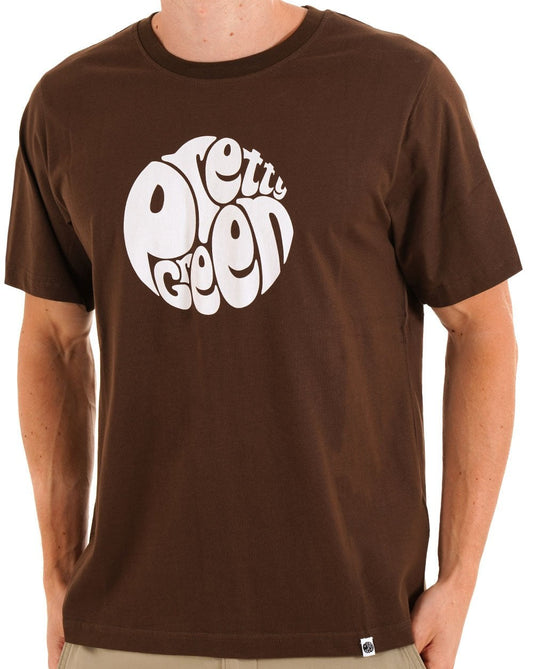 Pretty Green Gillespie Logo T Shirt Chocolate Brown