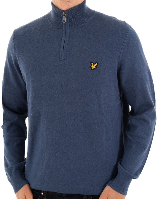 Lyle & Scott Cotton Merino 1/4 Zip Jumper Deep Water