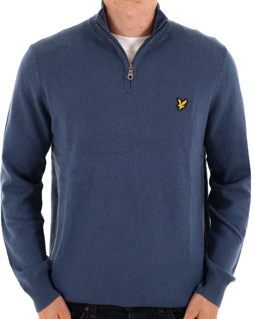 Lyle & Scott Cotton Merino 1/4 Zip Jumper Deep Water
