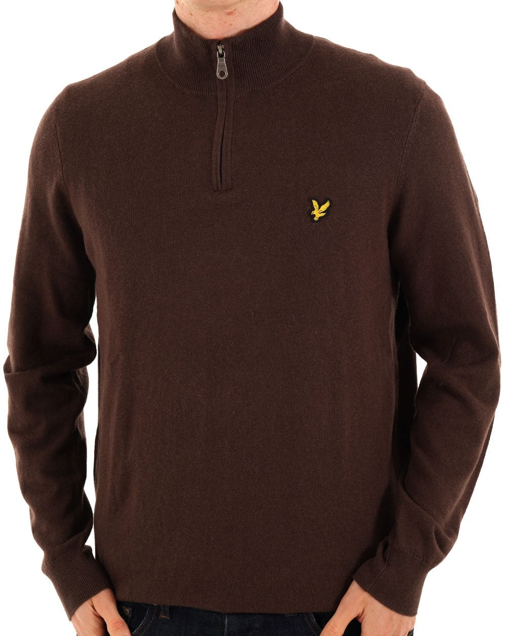 Lyle & Scott Cotton Merino 1/4 Zip Jumper Espresso