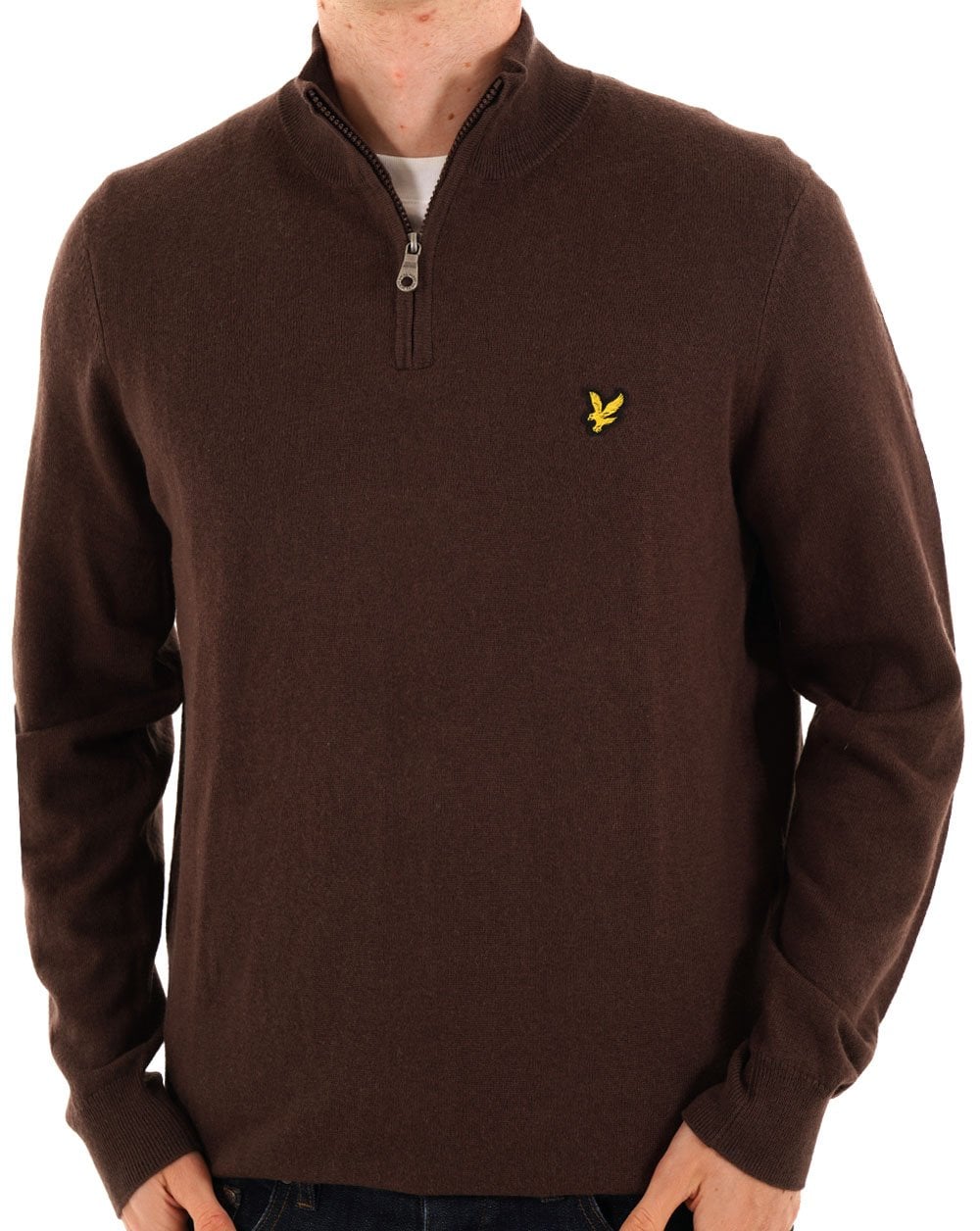 Lyle & Scott Cotton Merino 1/4 Zip Jumper Espresso