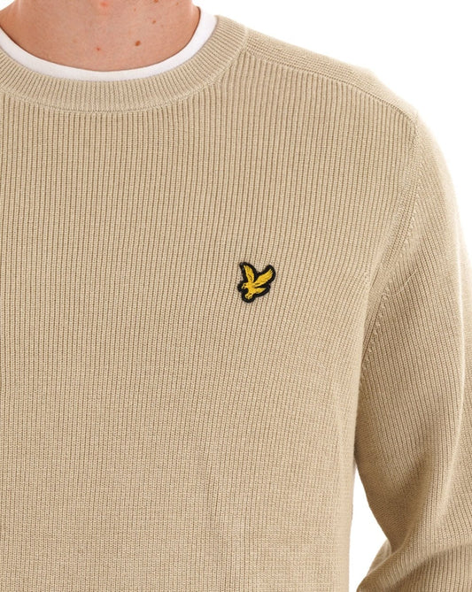 Lyle & Scott Engineered Rib Crew Neck Taupe