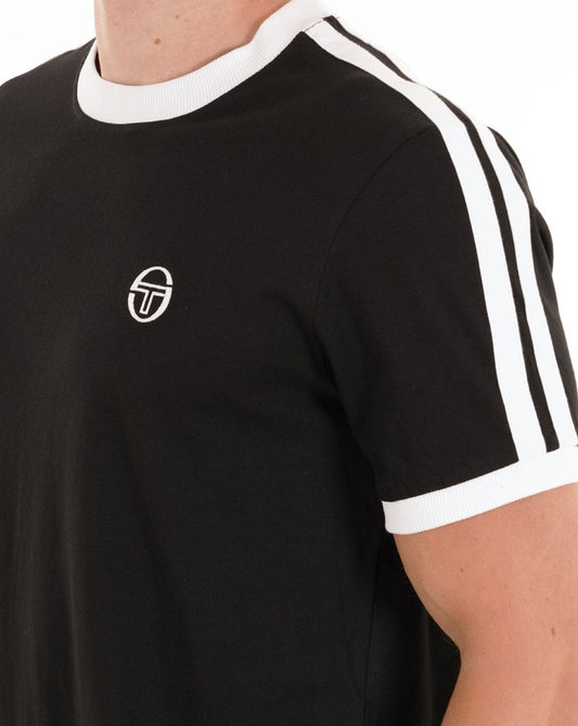 Sergio Tacchini Retro Ace T Shirt Black White