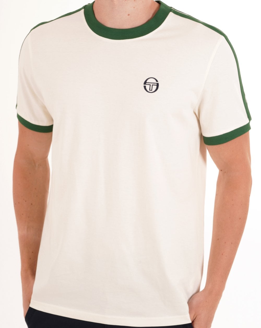 Sergio Tacchini Retro Ace T Shirt Gardenia/Green