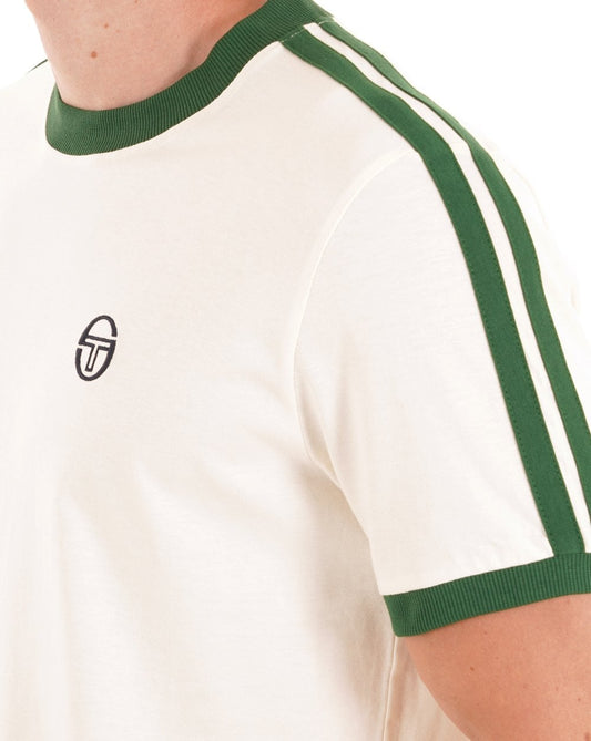 Sergio Tacchini Retro Ace T Shirt Gardenia/Green