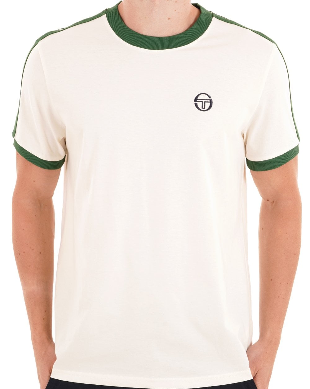 Sergio Tacchini Retro Ace T Shirt Gardenia/Green