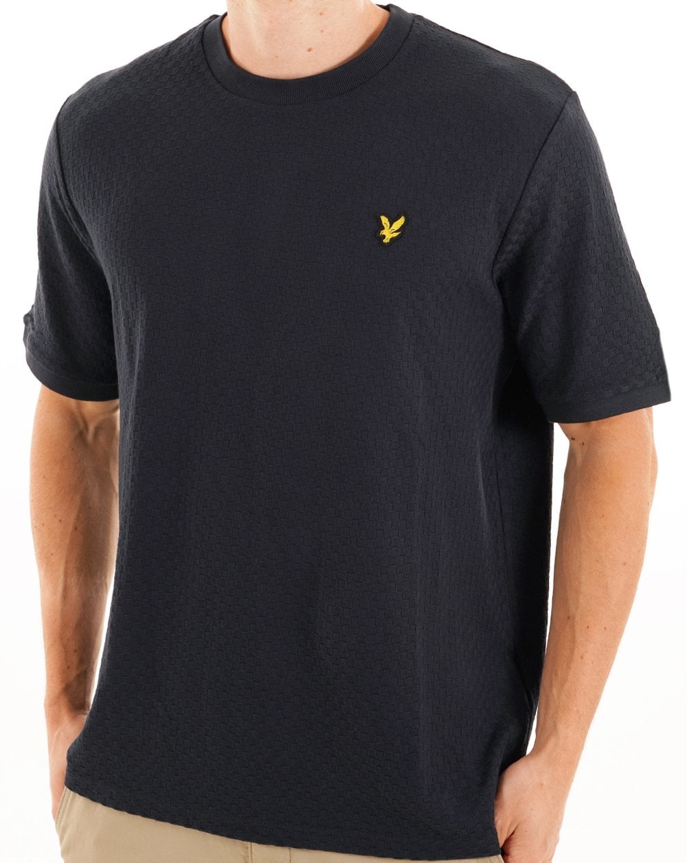 Lyle & Scott Football Jacquard T Shirt Dark Navy