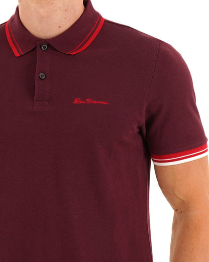 Ben Sherman Signature Pique Polo Dark Wine