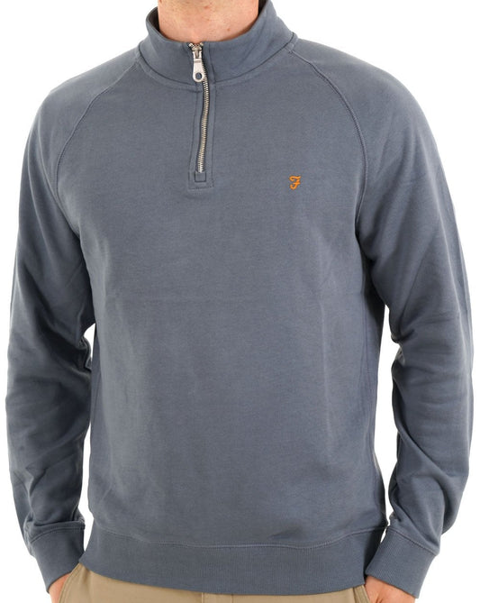Farah Jim 1/4 Zip Sweat Chalk Blue